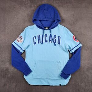 Chicago Cubs Trifecta '47 Shortstop Hoodie Mens Small Blue Pullover Sweatshirt